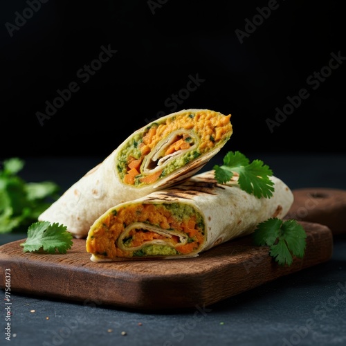 Wallpaper Mural Freshly Baked Wraps with Hummus Spread and Cucumber Torontodigital.ca