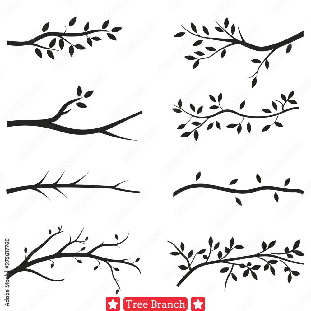 Forest Whispers Serene Tree Branch Vector Collection Forest Whispers Serene Tree Branch Vector Collection