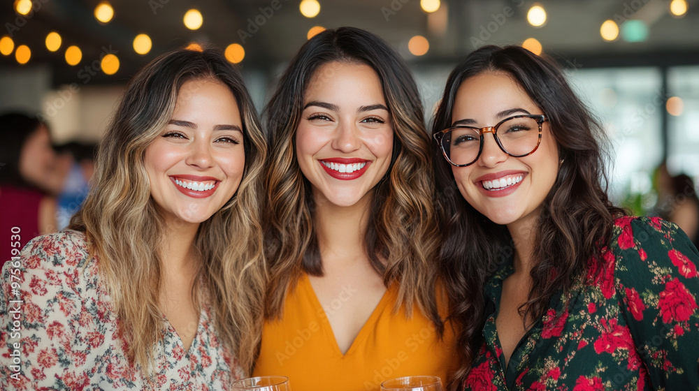 Obraz premium The portrait captures women entrepreneurs at a business event, exchanging advice and support for their ventures.