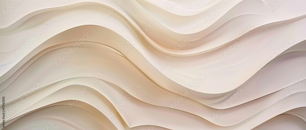 Smooth, light beige waves create an intricate abstract background, embodying elegance and sophistication with their flowing, harmonious design.