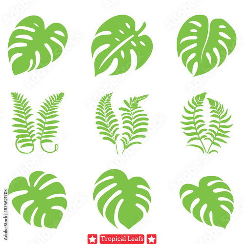 Island Dreams  Elegant Tropical Leaf Silhouettes for Design Inspiration