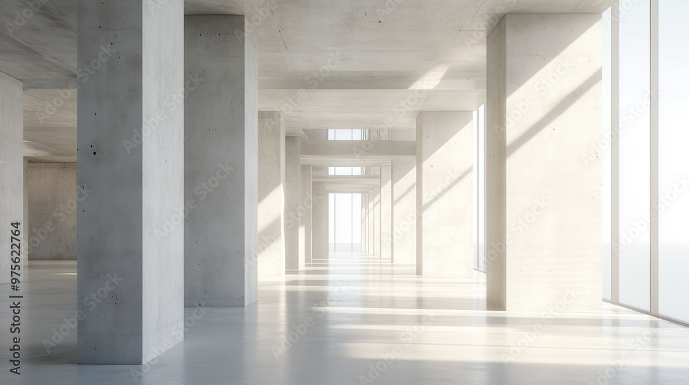 Architecture grey cement corridor high wall exterior modern building with blue sky Architecture grey cement corridor high wall exterior modern building with blue sky