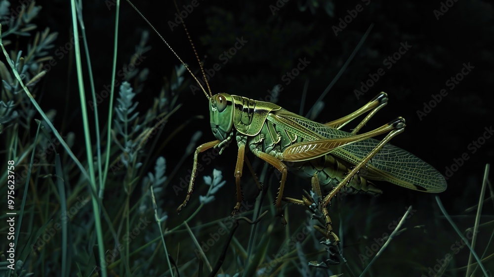 Naklejka premium cricket at the night wallpaper