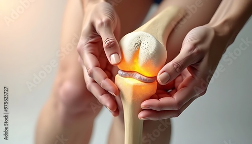 3D rendering of a knee with osteoporosis