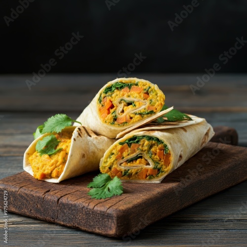 Wallpaper Mural Freshly Baked Wraps with Hummus Spread and Cucumber Torontodigital.ca