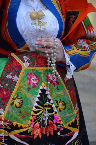 Villacidro, Sardinia 06.02.2019: Cherry's festival with traditional costumes of Sardinia photo