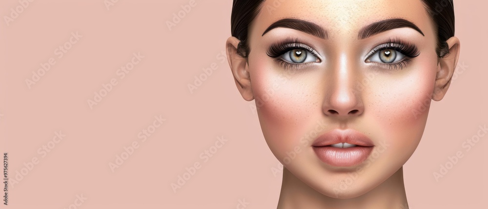 A close-up profile of a woman with luminous skin, subtle makeup, and moist lips, highlighting facial contours against a pink background. A close-up profile of a woman with luminous skin, subtle makeup, and moist lips, highlighting facial contours against a pink background.