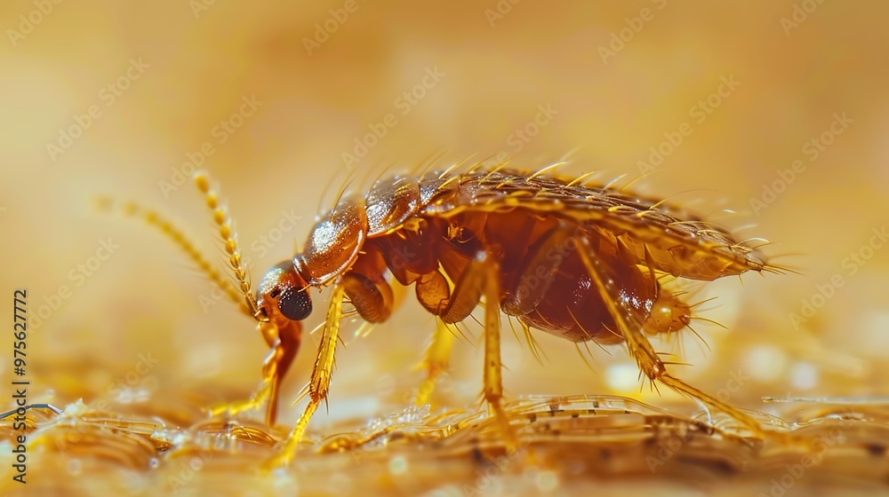 Obraz premium flea jumping on pet close up