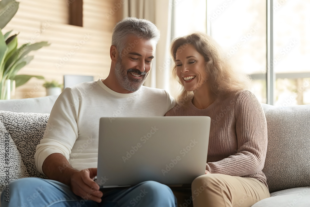 Joyful Middle-Aged Couple Relaxing at Home Joyful Middle-Aged Couple Relaxing at Home