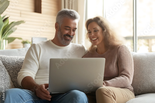 Joyful Middle-Aged Couple Relaxing at Home