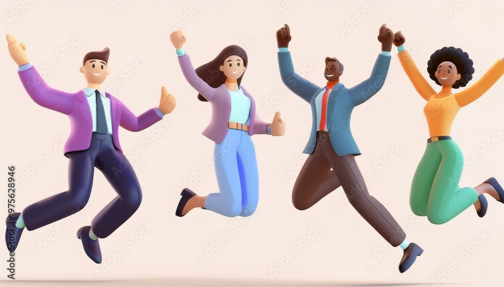 Fototapeta premium Happy Teamwork in Action: Business Collaboration for Success