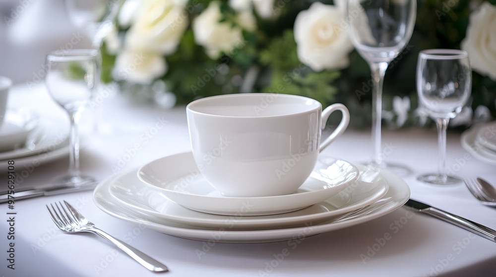 98. A classic white dinner set with a single plate 98. A classic white dinner set with a single plate
