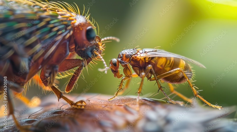 Fototapeta premium flea jumping on the pet close up