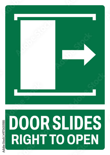 SO emergency and first aid safety signs text variation_door slides right to open portrait size a4/a3/a2/a1	
