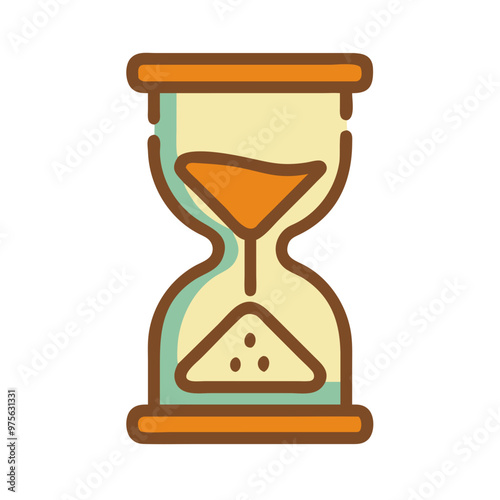 Hourglass Icon in Pastel Yellow and Green Representing Time, Digital Detox Theme, 1970s Color Palette, Transparent Background
