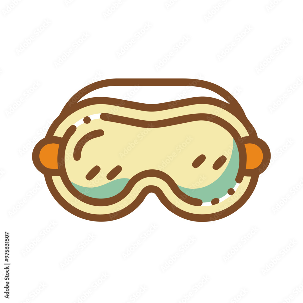 Sleep Mask Icon in Pastel Yellow and Green Representing Rest, Digital Detox Theme, 1970s Color Palette, Transparent Background Sleep Mask Icon in Pastel Yellow and Green Representing Rest, Digital Detox Theme, 1970s Color Palette, Transparent Background