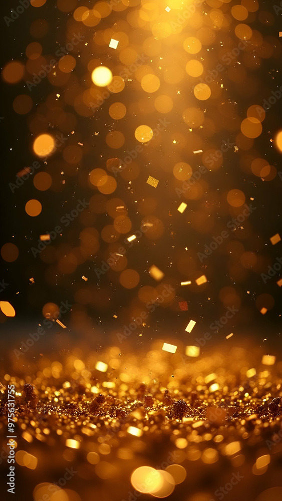 luxury Golden bokeh lights blurred sparkle glitter effect abstract background for christmas,new year, party celebration