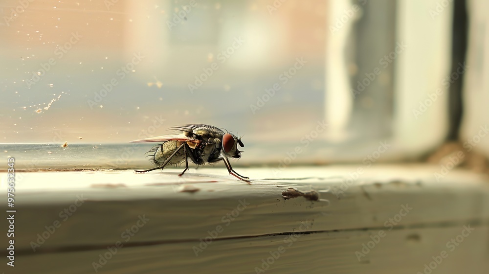 Obraz premium Housefly at the house close up
