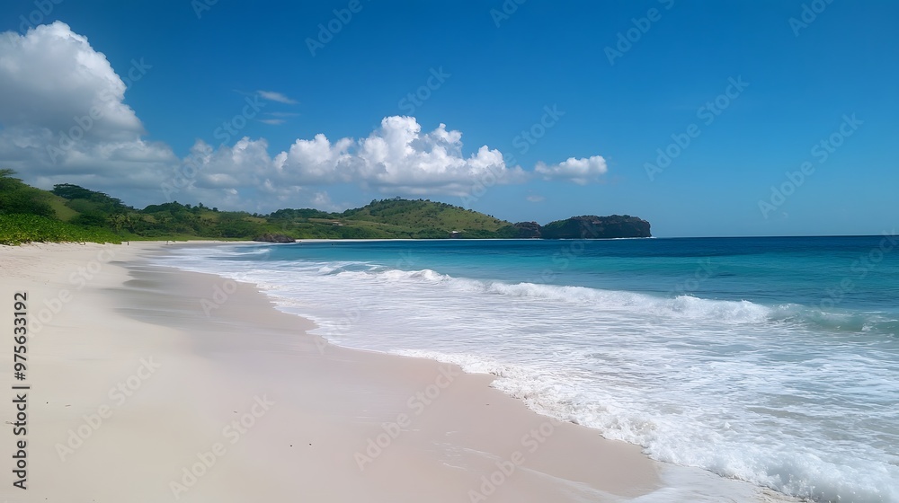 87. A pristine white sand beach with gentle waves 87. A pristine white sand beach with gentle waves
