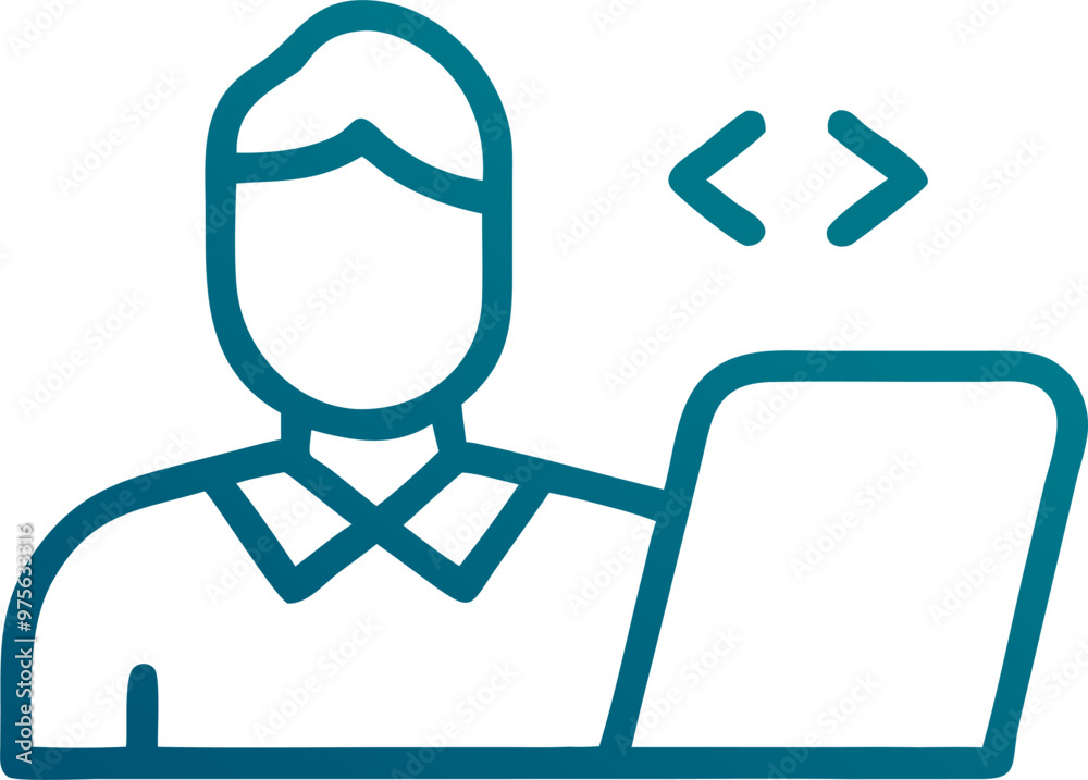 Obraz premium developer making a code of health system icon, icon outline gradient