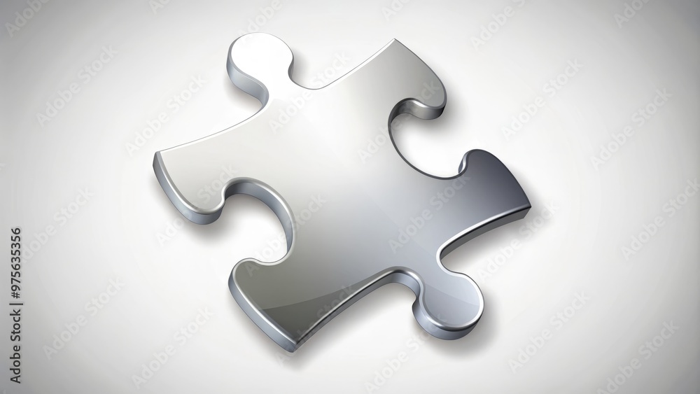 Vector illustration of a single puzzle piece with sharply angled edges, smooth curves, and a subtle texture, rendered in a soft gray to white gradient. Vector illustration of a single puzzle piece with sharply angled edges, smooth curves, and a subtle texture, rendered in a soft gray to white gradient.