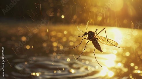 Mosquito by the water close up