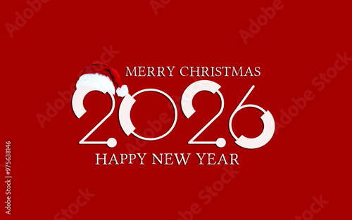 red background Meri Christmas Happy New Year 2026 PNG