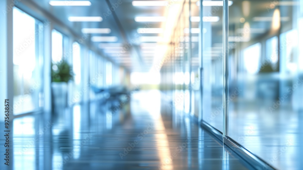 Fototapeta premium A long hallway with a lot of windows and a lot of light