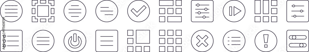 Collection of Line Icons of Interface. Editable Stroke. Minimalistic Linear Pictogram for Design of Cards, Apps, Banners, Posts Collection of Line Icons of Interface. Editable Stroke. Minimalistic Linear Pictogram for Design of Cards, Apps, Banners, Posts