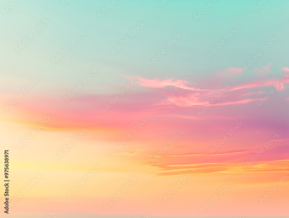 Beautiful fantasy sky with clouds in pastel pink, blue and yellow tones. Sunrise or sunset sky background Beautiful fantasy sky with clouds in pastel pink, blue and yellow tones. Sunrise or sunset sky background