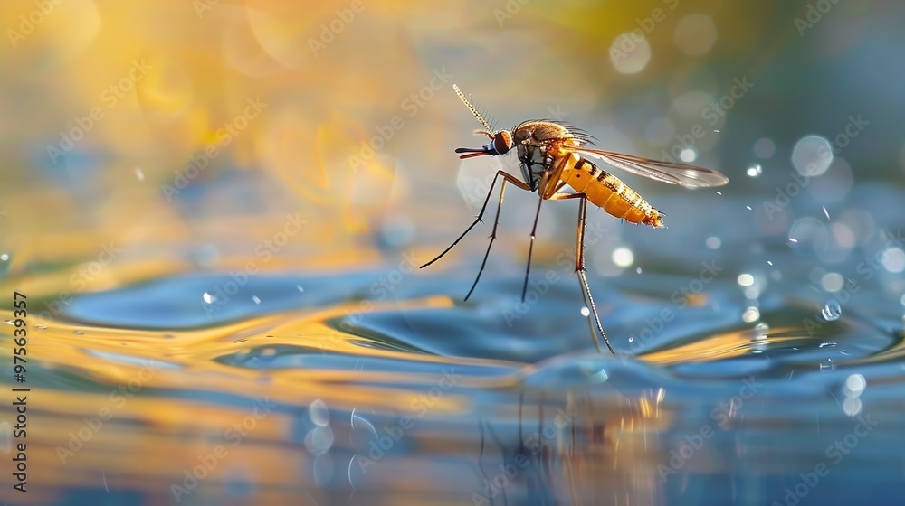 Naklejka premium Mosquito by the water close up