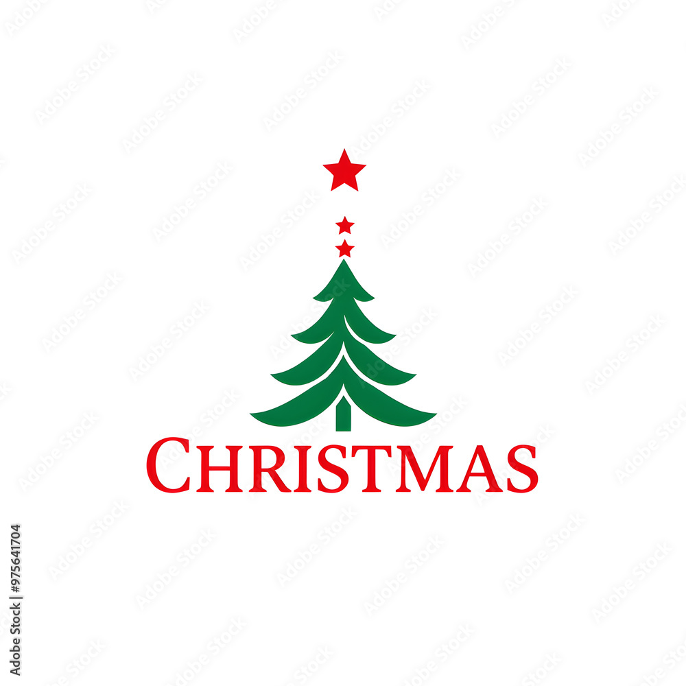 Christmas themed logo design with a tree and star on a white background. Generative AI Christmas themed logo design with a tree and star on a white background. Generative AI
