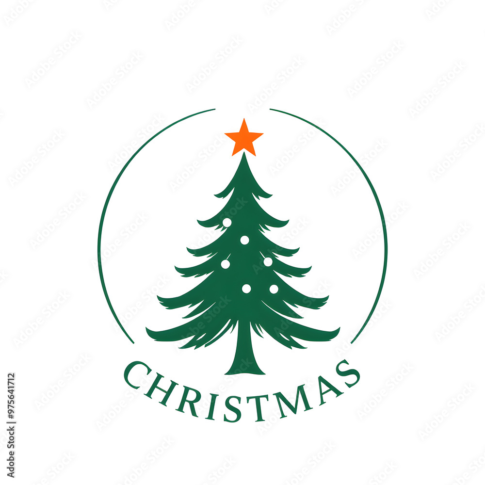 Christmas themed logo design with a tree and star on a white background. Generative AI Christmas themed logo design with a tree and star on a white background. Generative AI