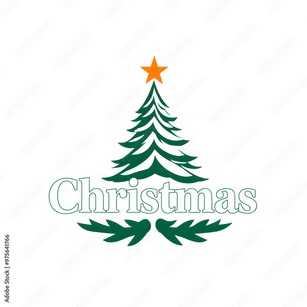 Christmas themed logo design with a tree and star on a white background. Generative AI Christmas themed logo design with a tree and star on a white background. Generative AI