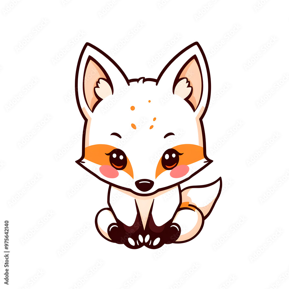 Cute baby fox logo isolated on white background. Generative AI Cute baby fox logo isolated on white background. Generative AI