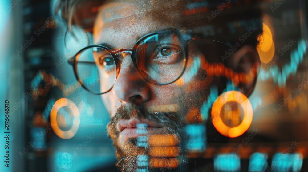 Bearded man wearing eyeglasses is deep in thought contemplating the digital future and innovative solutions He represents the modern professional entrepreneur Bearded man wearing eyeglasses is deep in thought contemplating the digital future and innovative solutions He represents the modern professional entrepreneur