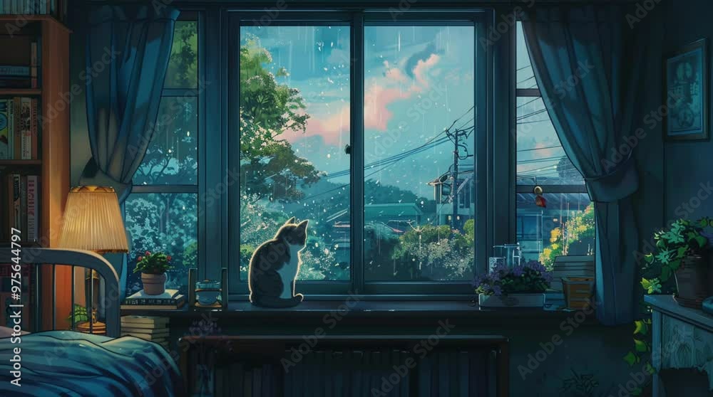 Cat gazing out from window at evening, peaceful and reflective moment with soft light
Seamless looping 4k time-lapse virtual video animation Generated AI Cat gazing out from window at evening, peaceful and reflective moment with soft light
Seamless looping 4k time-lapse virtual video animation Generated AI