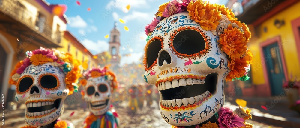 Day of the Dead Sugar Skull Decorated with Flowers Day of the Dead Sugar Skull Decorated with Flowers