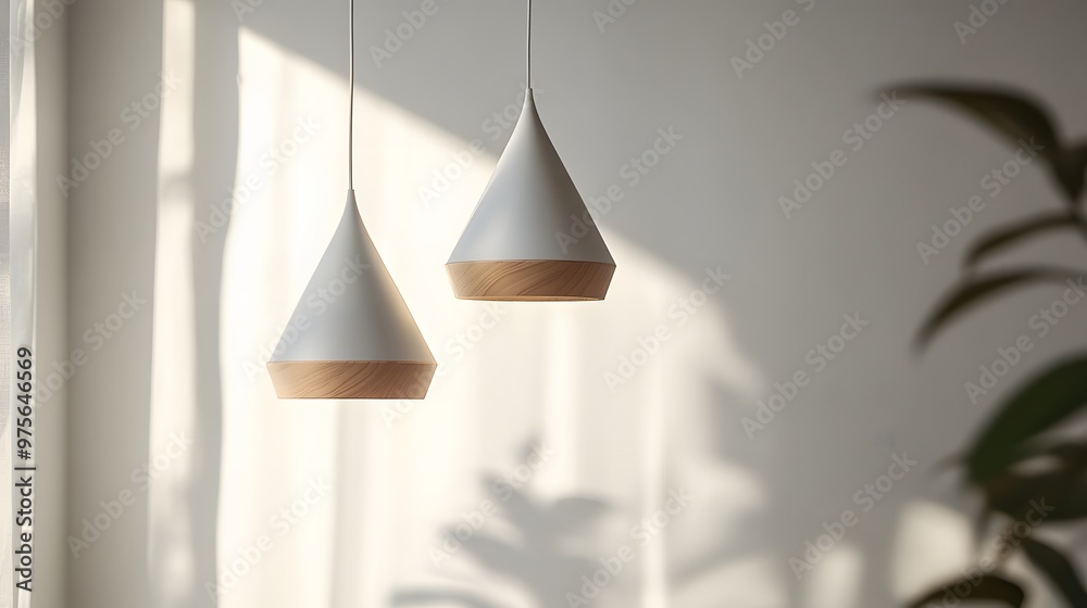 54. A minimalist white pendant light hanging from above 54. A minimalist white pendant light hanging from above
