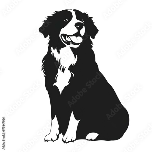 Bernese Mountain Dog | Minimalist and Simple Silhouette - Vector illustrationon white background photo