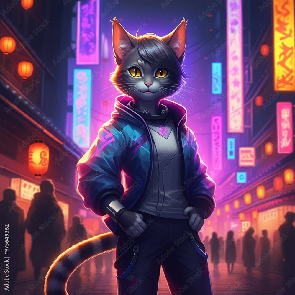 Fototapeta premium Street Nyan of the Neon Streets3