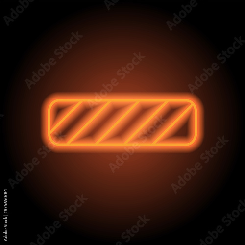 Barrier simple icon, vector. Flat design. Orange neon on black background
