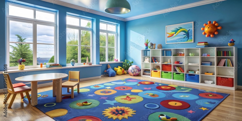 Bright and Playful Child's Room with Vibrant Colors, Toys, and Learning Spaces Bright and Playful Child's Room with Vibrant Colors, Toys, and Learning Spaces
