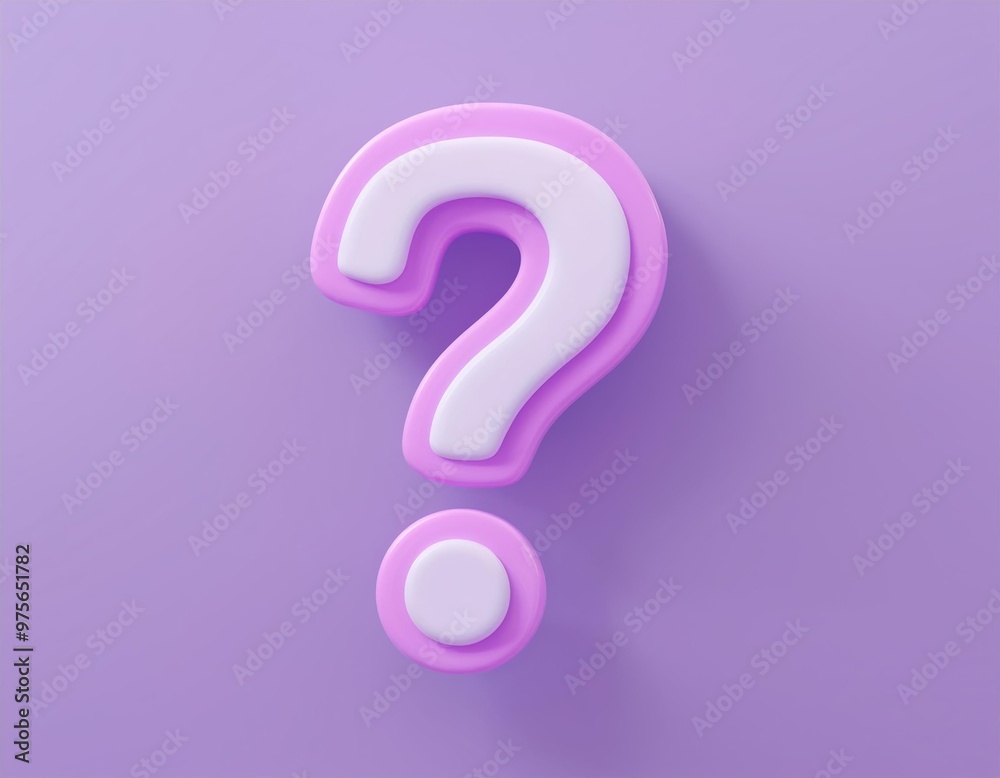3D rendering of a question mark in pink and white 3D rendering of a question mark in pink and white