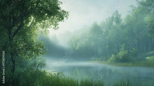 Misty Morning River