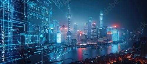 Futuristic Fintech Platform Featuring a Sleek and Intuitive User Interface Dynamic Data Visualization Seamless Mobile Augmented Reality Wealth Management Tools in a Cinematic City Skyline Setting