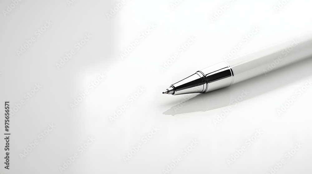 22. A minimalist white desk with a sleek pen 22. A minimalist white desk with a sleek pen