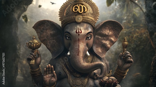 3d cartoon ganesh realistic representation spirituality creativity.