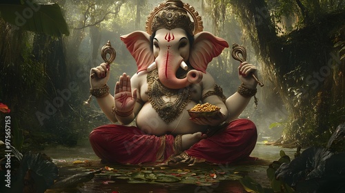3d cartoon ganesh realistic representation spirituality creativity.