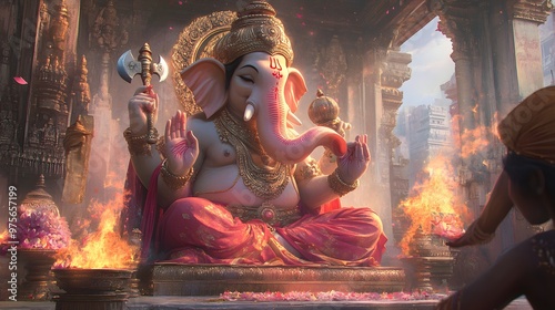3d cartoon ganesh realistic representation spirituality creativity.